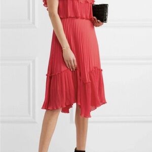 Halston Heritage Red Pleated Dress